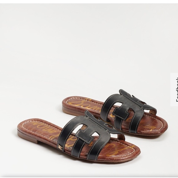 Sam Edelman Black Textured Leather Slip-On Sandals - Picture 3 of 16